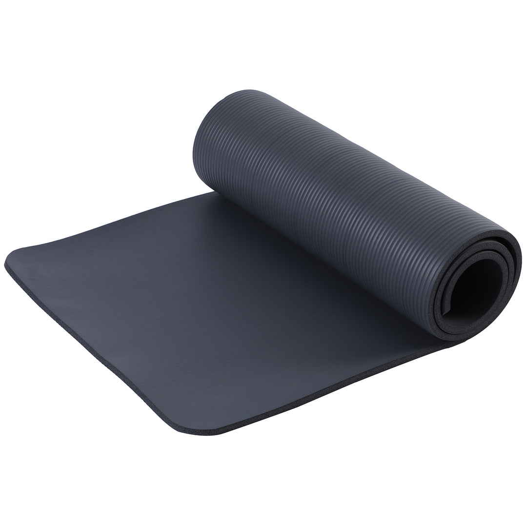 HolaHatha 72 x 24" 0.5" Thick Non Slip Home Workout Yoga Mat, Black (Open Box)