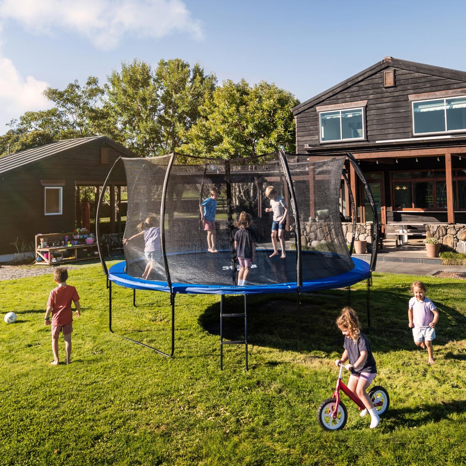 SpaceJump Nova 10' Round Trampoline with Safety Net, Hoop, Slide & Water Sprayer