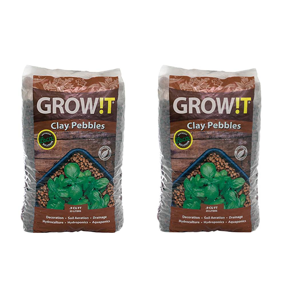 GMC25L GROW!T 2 Hydroponic 100% Natural Clay Pebbles, 25 Liter Bags