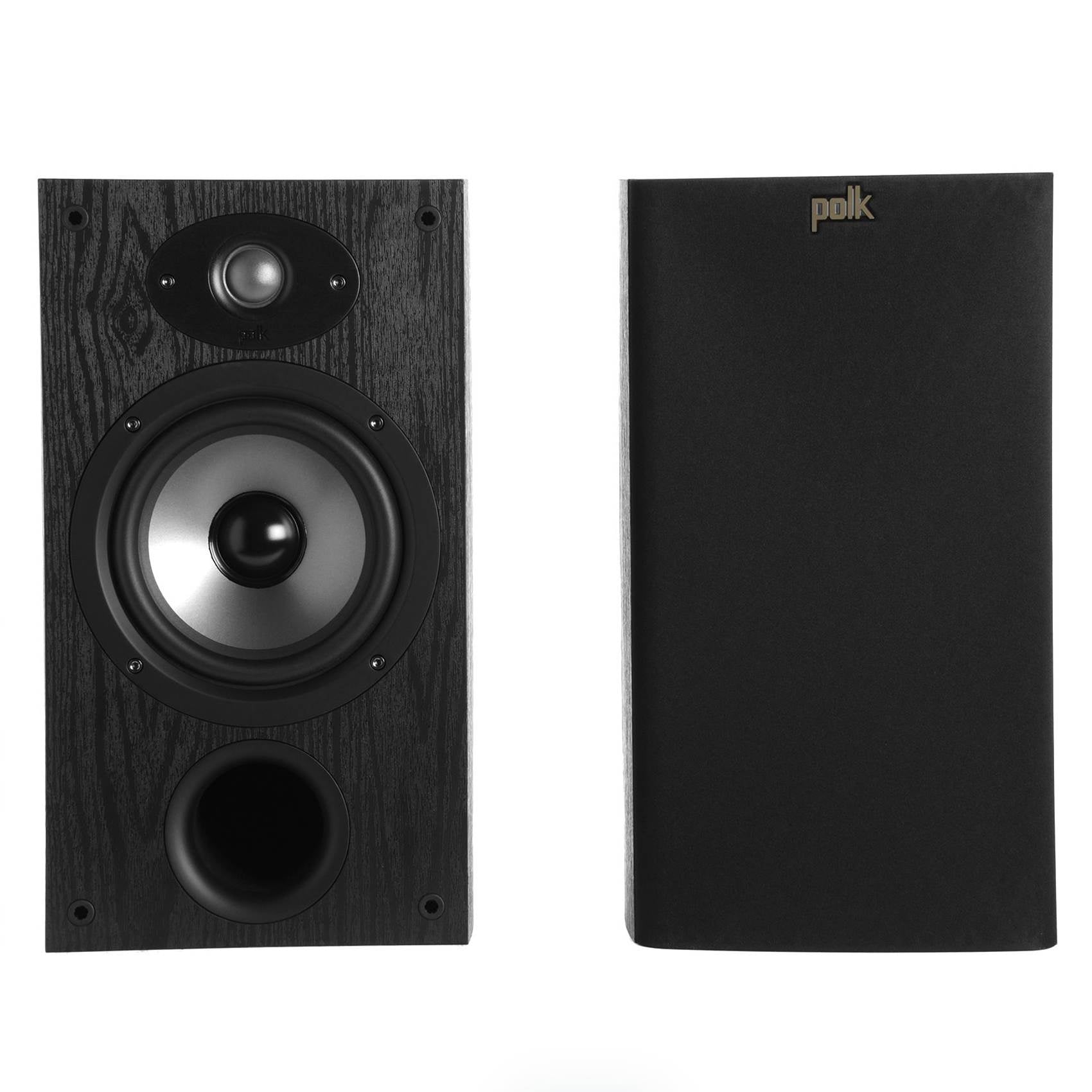 Polk 125W 2-Way Home Bookshelf Speakers 6.5-Inch Driver, Pair Black (Open Box)