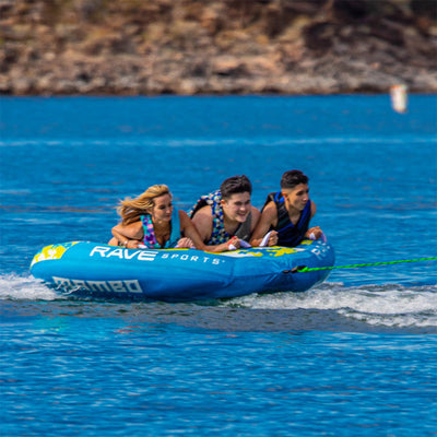 RAVE Sports Mass Frantic 4 Rider Boat Innertube + Mambo 3 Rider Inflatable Float - VMInnovations