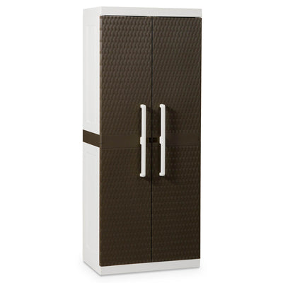 Toomax Rattan Medium 2-Door 4-Shelf Indoor Outdoor Storage Cabinet (For Parts)