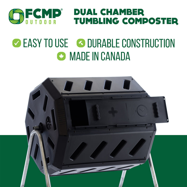 FCMP Outdoor IM4000 37 Gallon Dual Chamber Tumbling Composter Bin (Used)