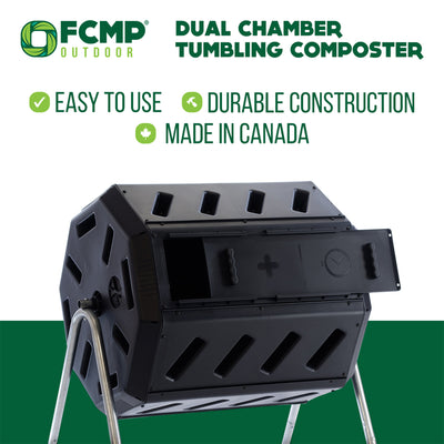 FCMP 37-Gal Dual-Chamber Quick Curing Tumbling Composter Soil Bin (For Parts)