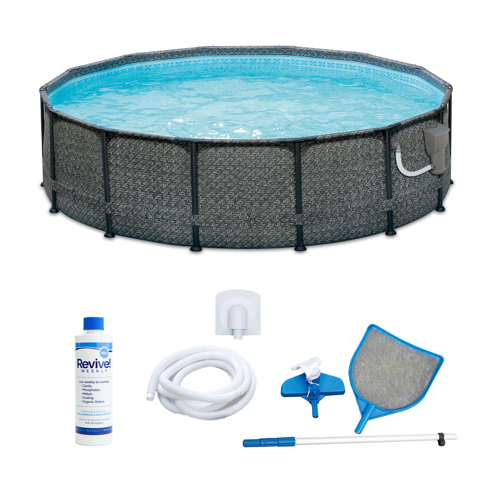 Summer Waves P4A01648B Elite 16ft x 48in Above Ground Frame Swimming Pool Set