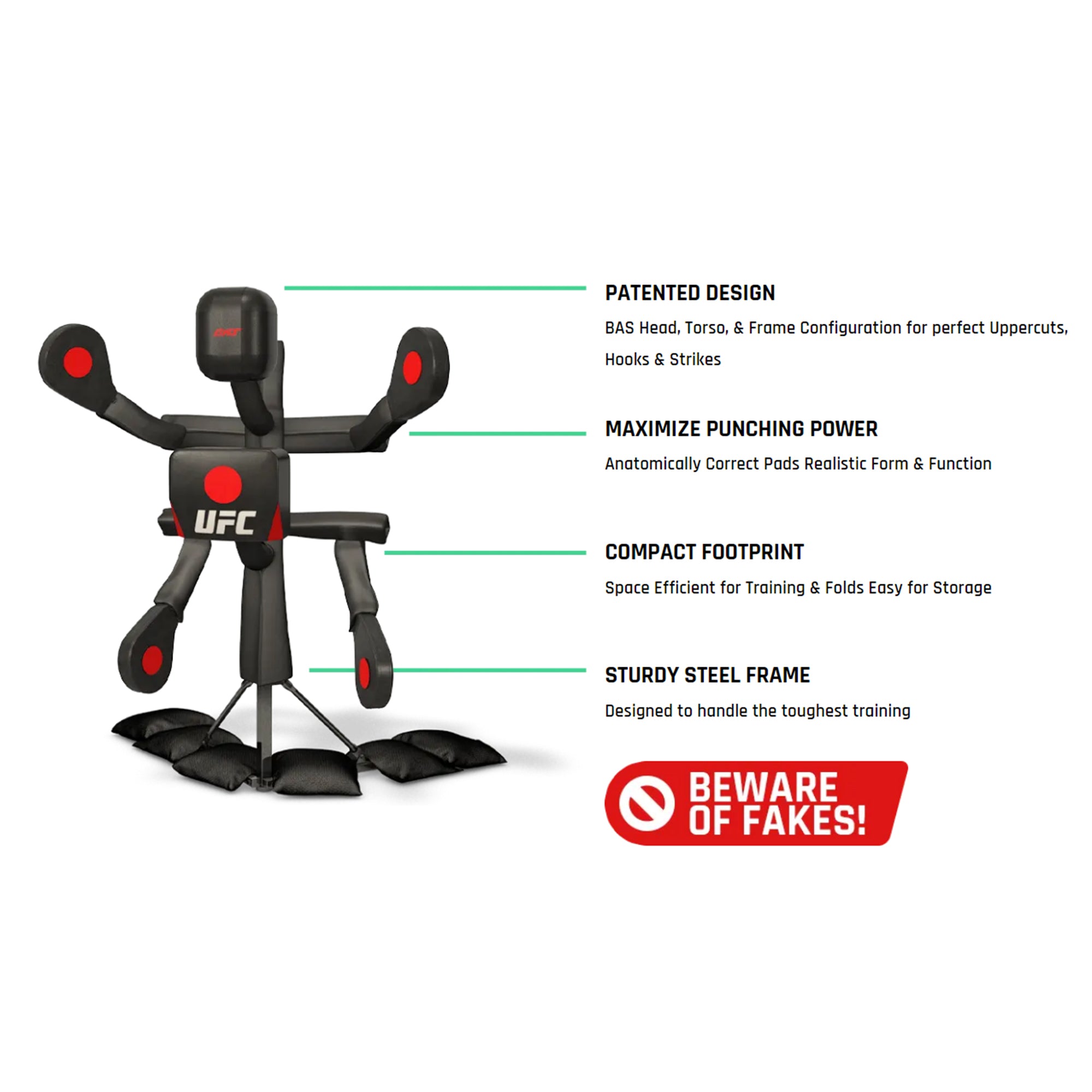 UFC BAS Body Action System Deluxe Model with Punching and Kicking Pads, Black