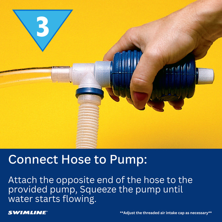 Swimline HydroTools CoverSaver Cordless Pool Cover Siphon Pump with 13 Foot Hose