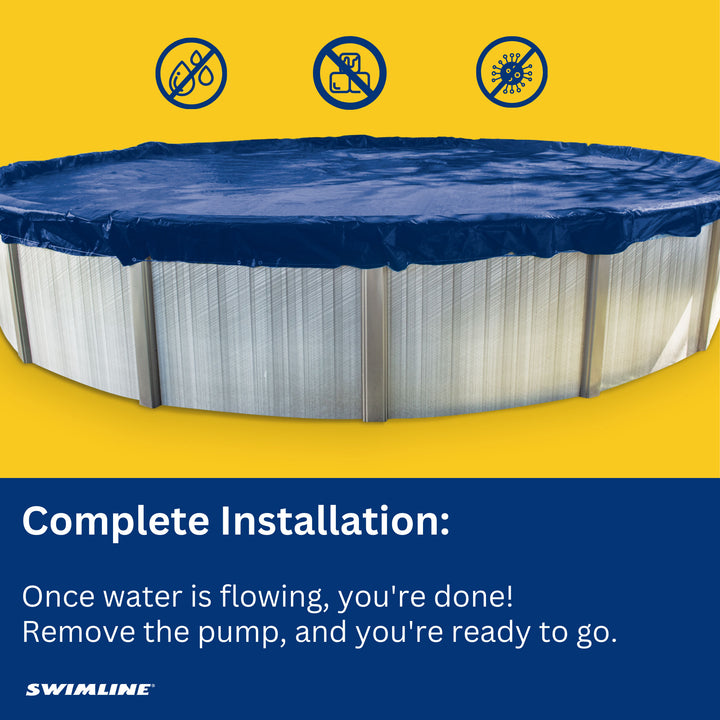 Swimline HydroTools CoverSaver Cordless Pool Cover Siphon Pump with 13 Foot Hose
