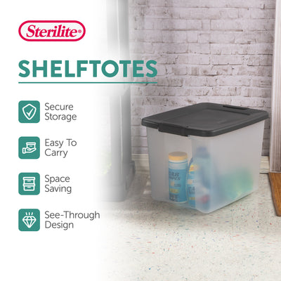Sterilite ShelfTotes 50 Quart Clear Latched Plastic Storage Container, 18 Pack - VMInnovations