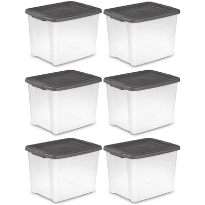 Sterilite ShelfTotes 50 Quart Clear Latched Plastic Storage Container, (6 Pack)