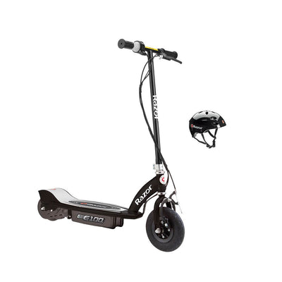 Razor E100 Kids Motorized 24V Electric Ride-On Scooter with Youth Helmet, Black