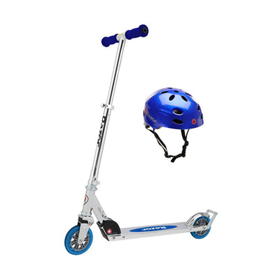 Razor A3 Blue Kick Scooter with Blue V17 Youth Helmet (Certified Refurbished) - VMInnovations