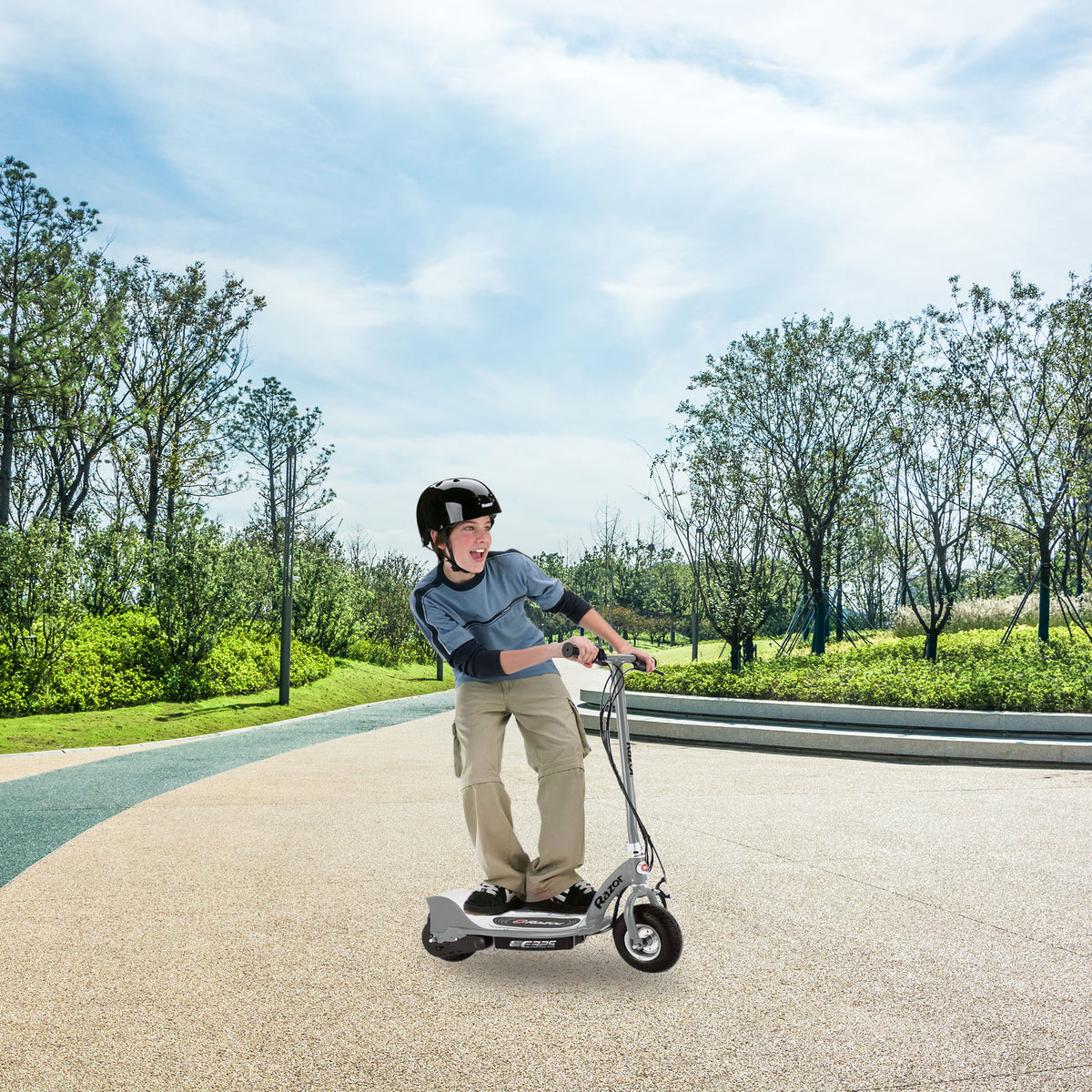 Razor E325 24V High-Torque Motor Electric Powered Scooter Ride, Silver (2 Pack)