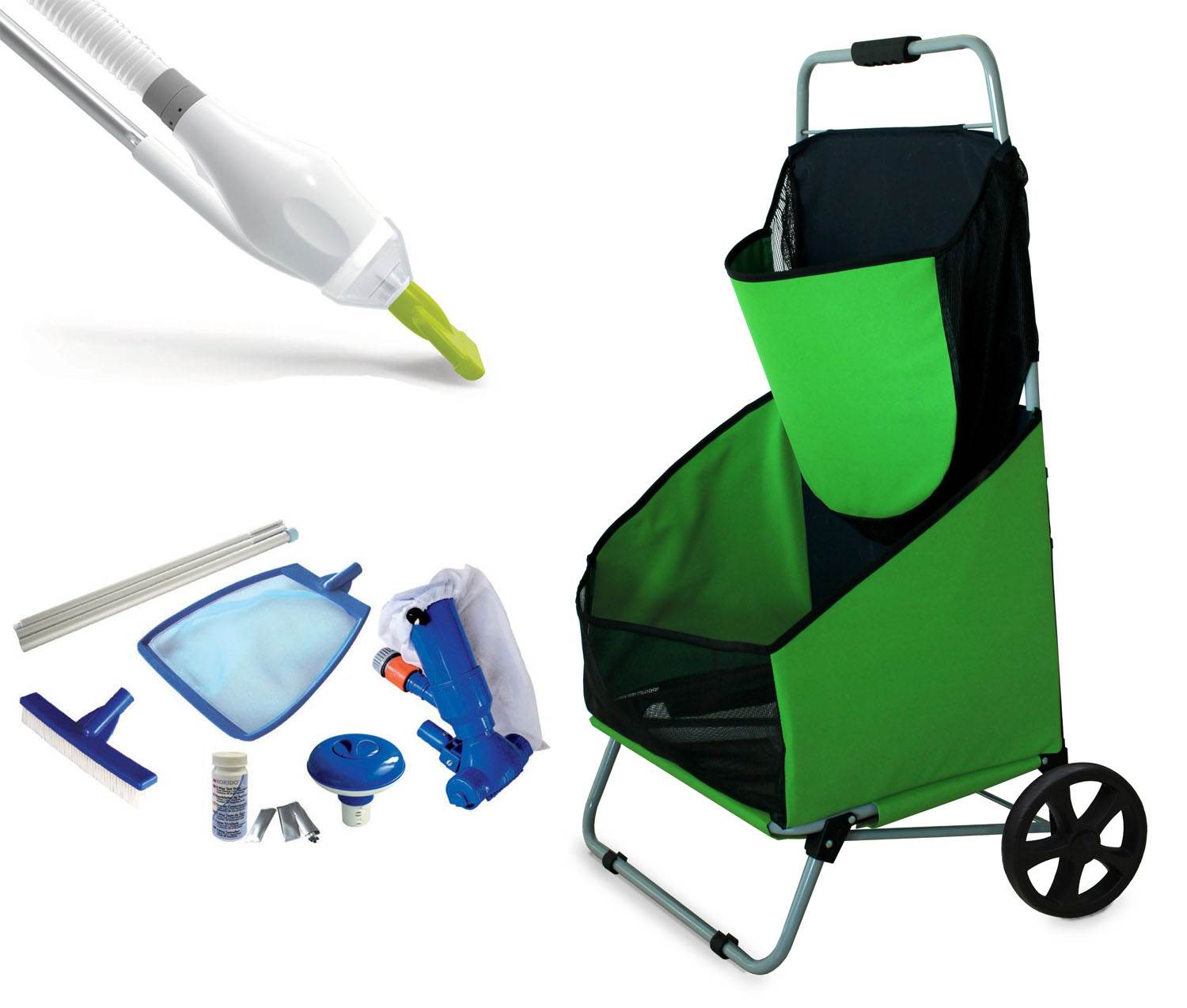 Kokido Poolkart Maintenace Equipment Trolley Cart & Kit with Skooba Pool Vaccum