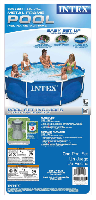Intex 10ft x 30in Metal Frame Swimming Pool with Filter Pump Kokido B-VAC Vacuum