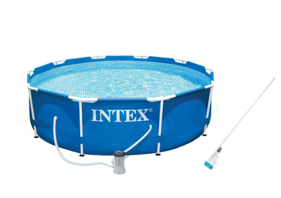 Intex 10ft x 30in Metal Frame Swimming Pool with Filter Pump Kokido B-VAC Vacuum