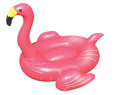 Swimline Inflatable Rideable Penguin Float +  Rideable Pink Flamingo Float