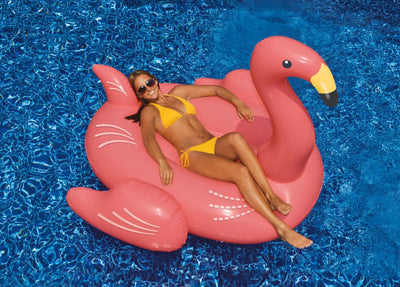 Swimline Inflatable Rideable Penguin Float +  Rideable Pink Flamingo Float