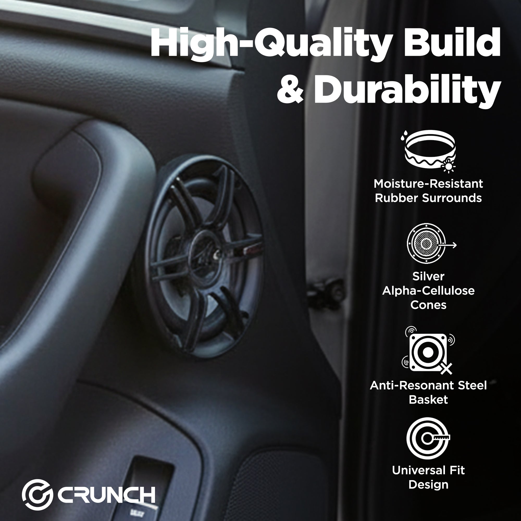 Crunch CS-653 300 Watts 6.5-Inch 3-Way 4 Ohms Car CS Speakers, Black, 2 Pair