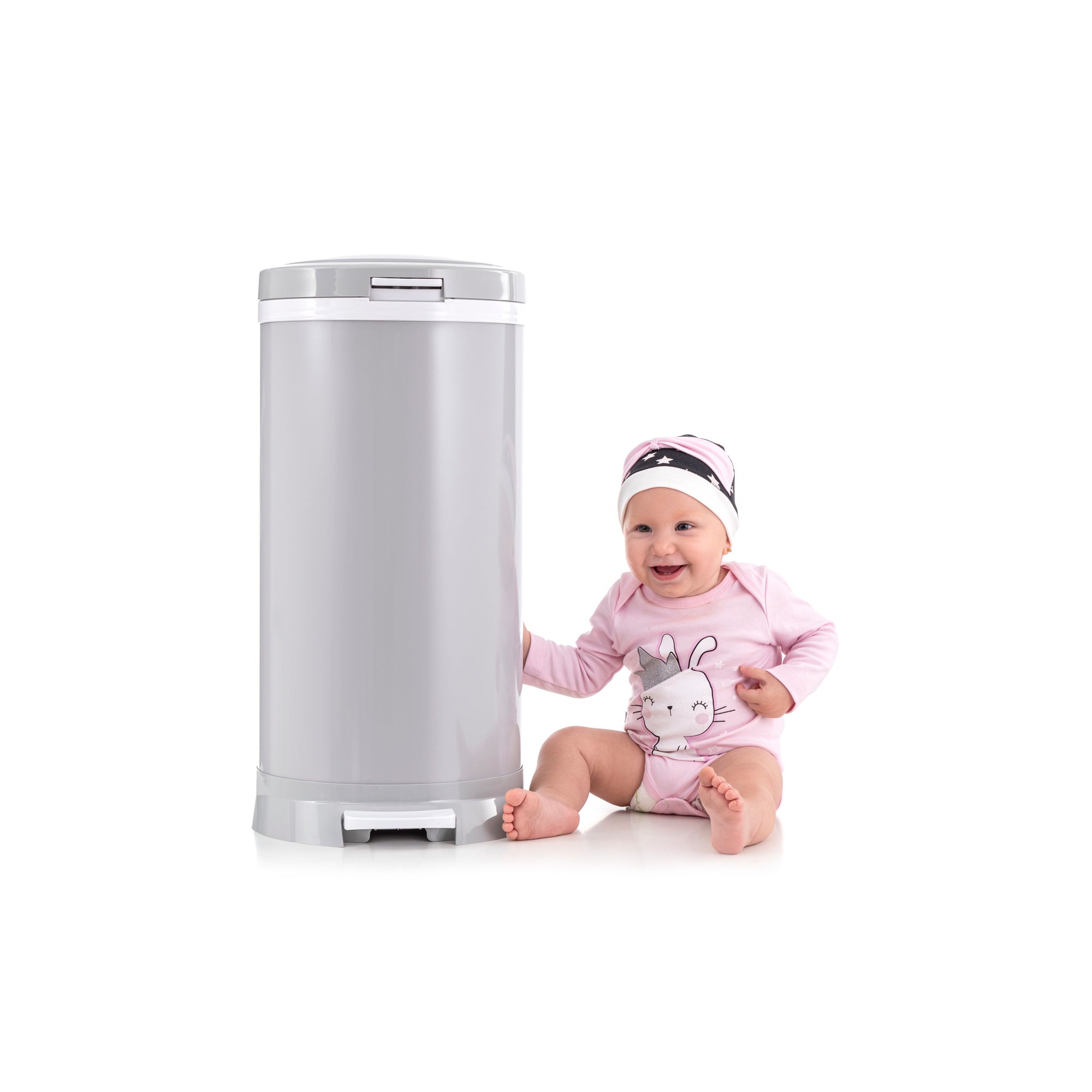 Bubula Step Steel Diaper Waste Pail with Air Tight Lid and Lock, Gray (Open Box)