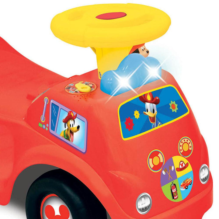 Kiddieland Light n' Sound Mickey Activity Fire Engine Kid Toy Car, Red(Open Box) - VMInnovations