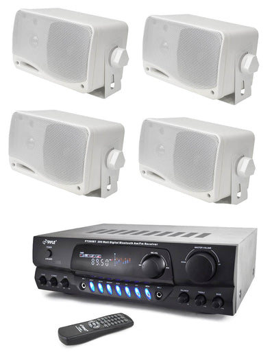 Pyle PT265BT 200 Watt Bluetooth Receiver/Amplifier + 200 Watt Mini Box Speakers
