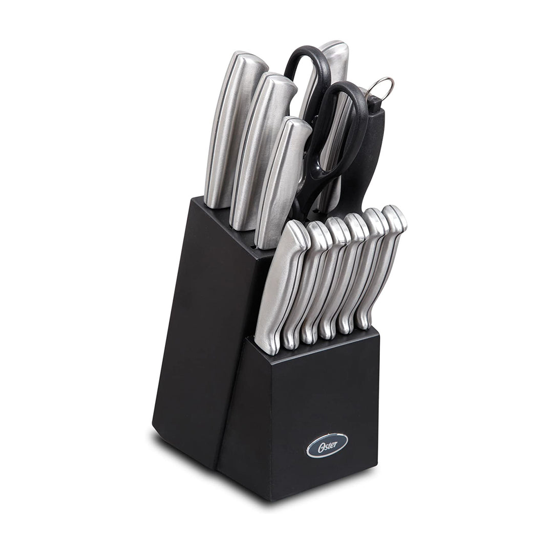 Oster Baldwyn 14 Piece Stainless Steel Kitchen Knife Cutlery Set, Brushed Satin