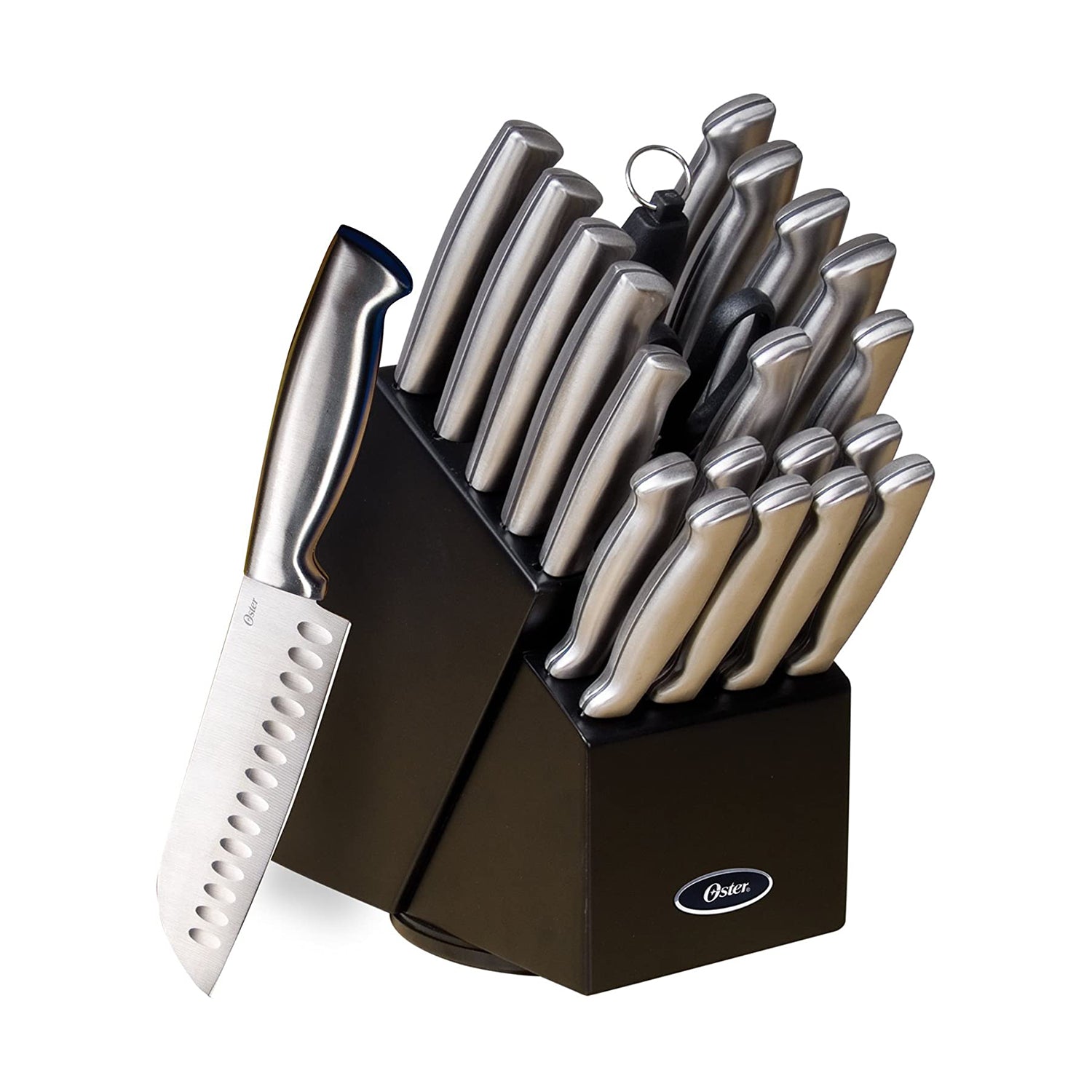 Oster Baldwyn 22 Piece Stainless Steel Kitchen Knife Cutlery Set, Brushed Satin - VMInnovations