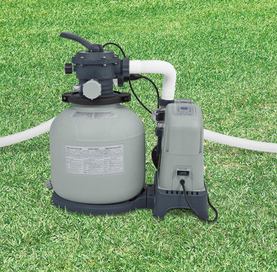 Intex 1600 GPH Saltwater & Sand Filter Set & Intex Deluxe Wall-Mounted Skimmer