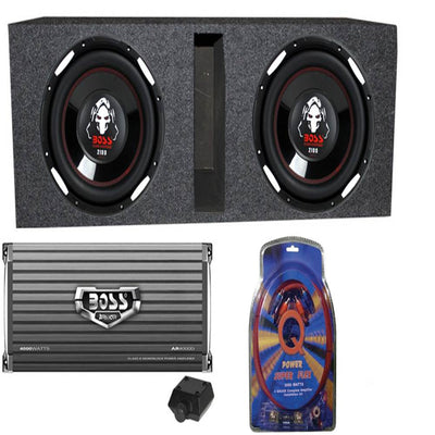 2 BOSS AUDIO P106DVC 10" 4200 Watt Car Subwoofers+AR4000D+Amp Kit+Vented Sub Box