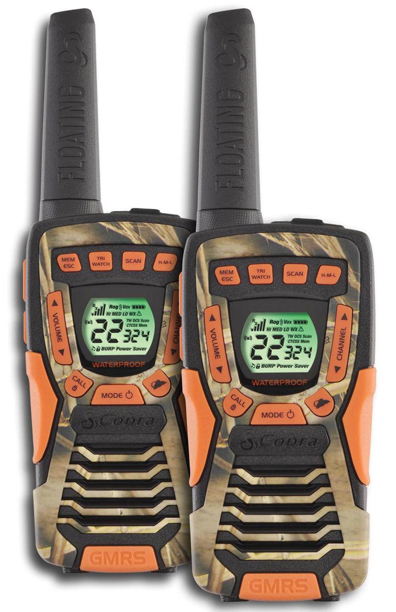2pk COBRA CXT1045R-FLT-CAMO 37 Mi Waterproof 2Way Radios Walkie Talkies (Used)