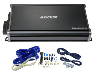 Kicker CXA600.5 1200W 5 Channel Car Amplifier 43CXA6005 + 4-Gauge Amp Kit+RCA
