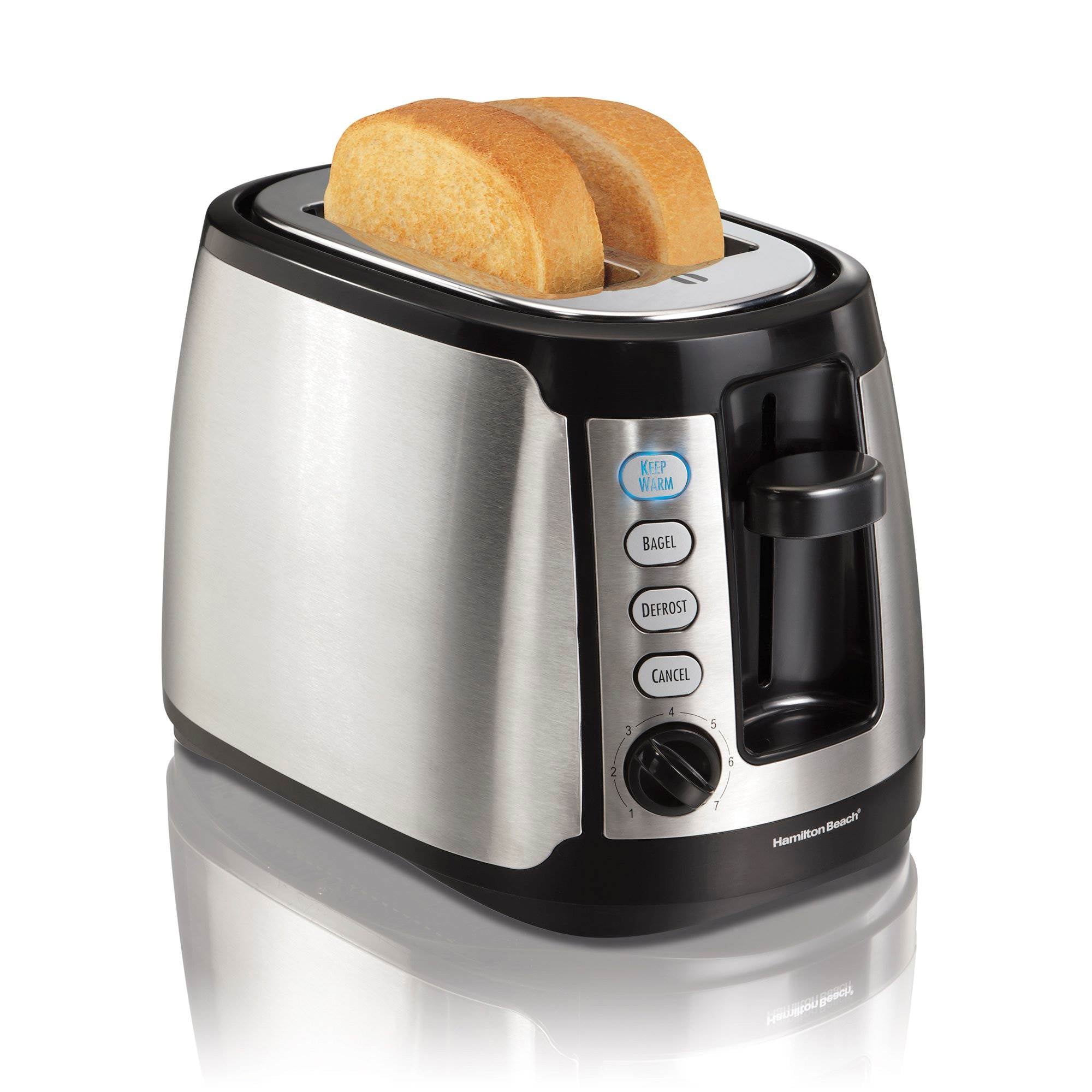 Hamilton Beach Warm 2-Slice Toaster with 8 Toast Settings | Silver (Open Box)