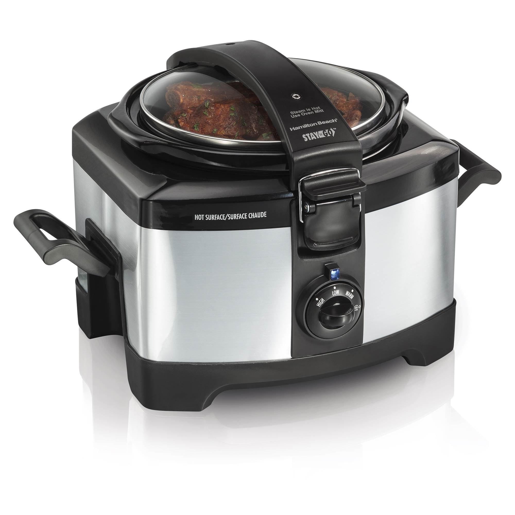Hamilton Beach 4-Quart Connectables Portable Slow Cooker, Silver (Open Box)