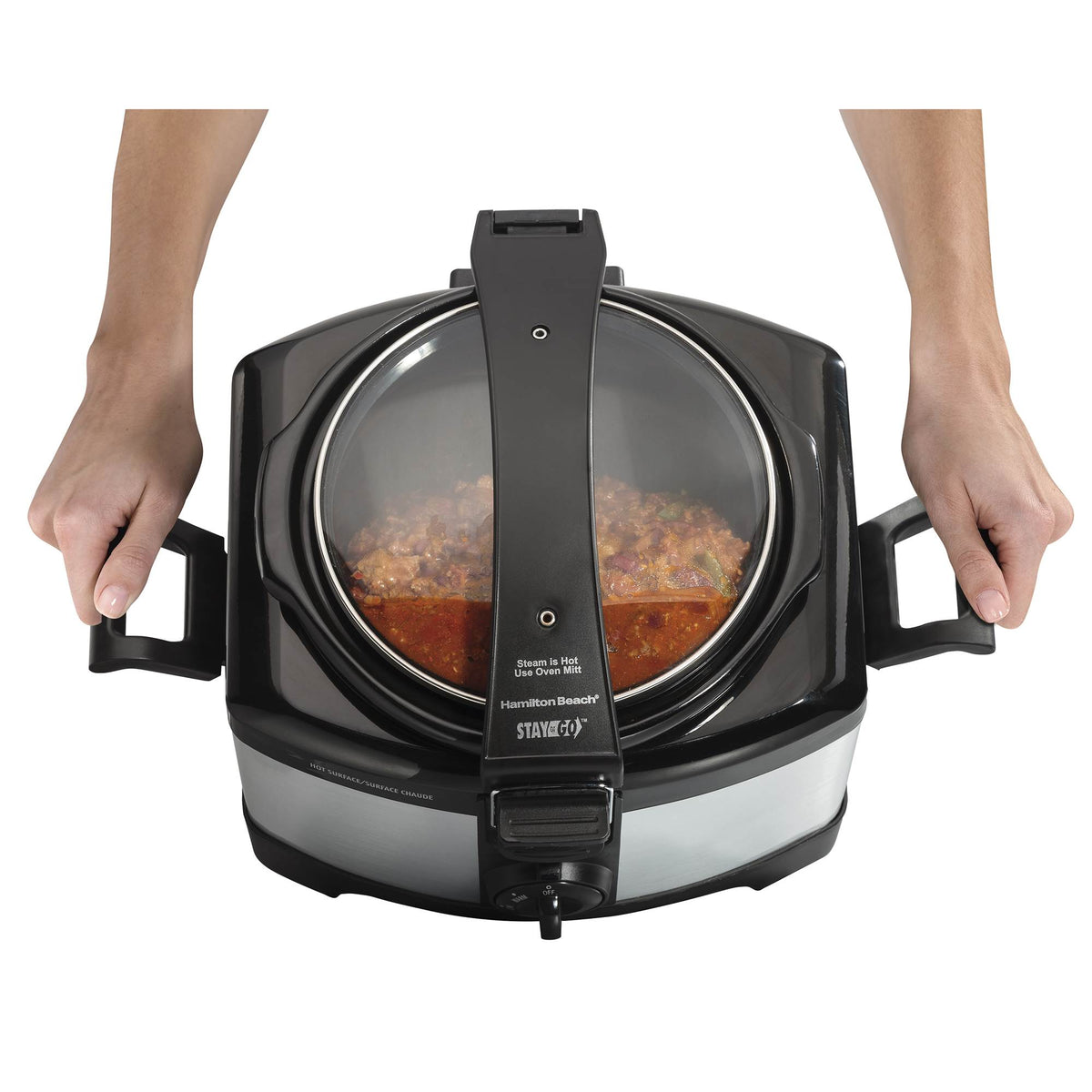 Hamilton Beach 4-Quart Connectables Portable Slow Cooker, Silver (Open Box)