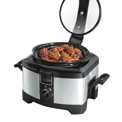 Hamilton Beach 4-Quart Connectables Portable Slow Cooker, Silver (Open Box)