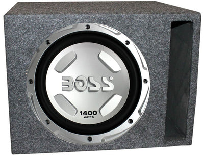 Boss Chaos 12" 1400W Car Subwoofer and Single 12" Vented Slot Sub Enclosure Box