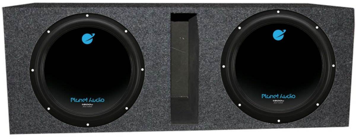 Planet Audio AC12D 12" 3600W 4 Ohm DVC Car Subwoofer Pair w/ Dual Sub Enclosure - VMInnovations