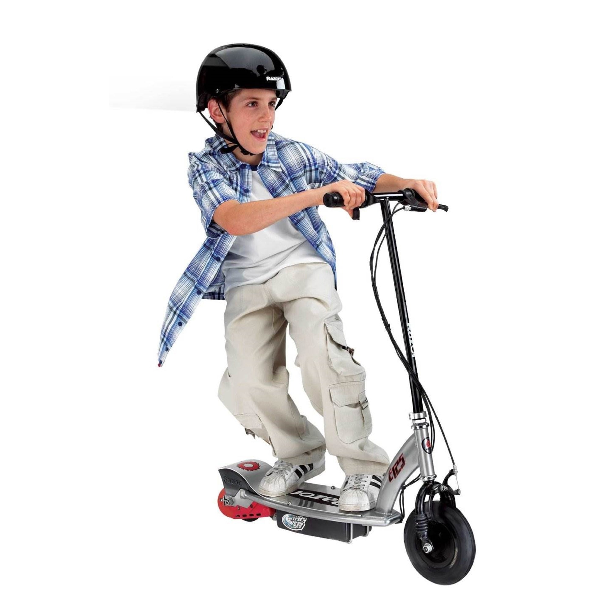 Razor E125 Kids Motorized 24V Electric Ride-On Scooter w/ Helmet & Pads, Black