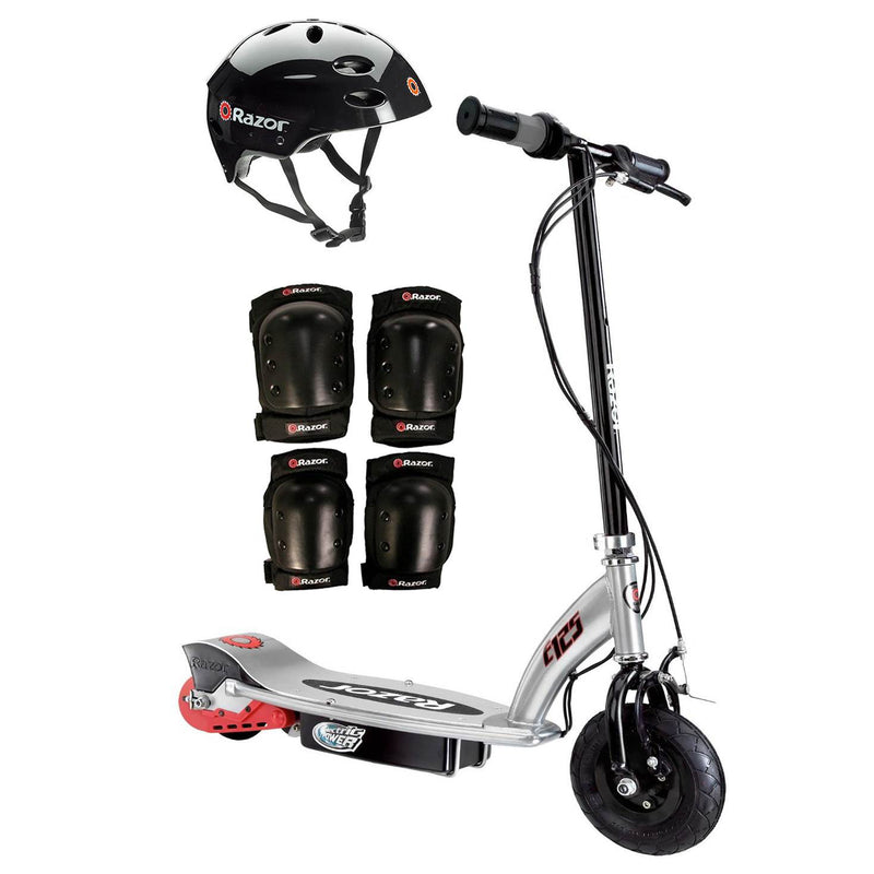 Razor E125 Kids Motorized 24V Electric Ride-On Scooter w/ Helmet & Pads, Black