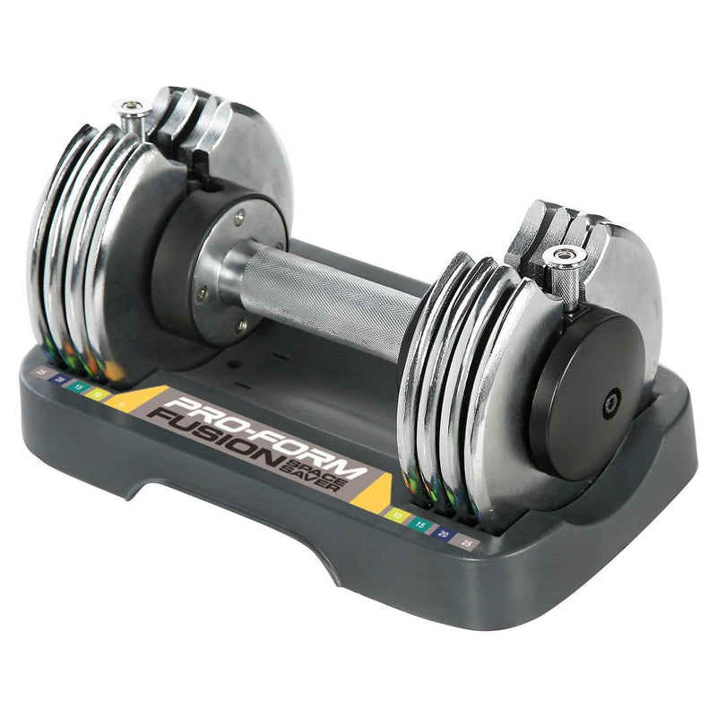 ProForm SpaceSaver Adjustable 25 Pound Single Dumbbell Weight with Storage Tray