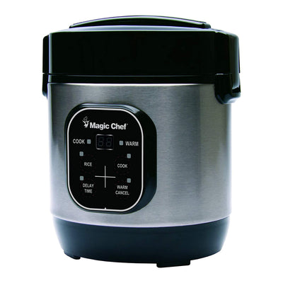Magic Chef 3 Cup Cooked Non Stick Steamer Rice Cooker, Stainless Steel(Open Box)