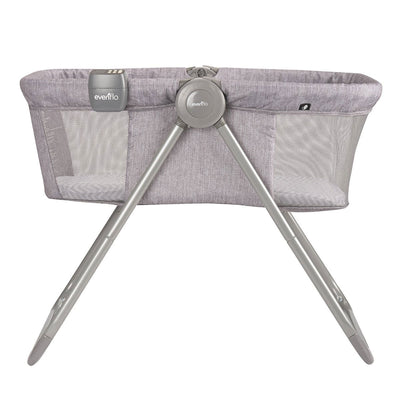Evenflo Loft Portable Bassinet Crib with Bluetooth Speaker, Chevron Melange Gray