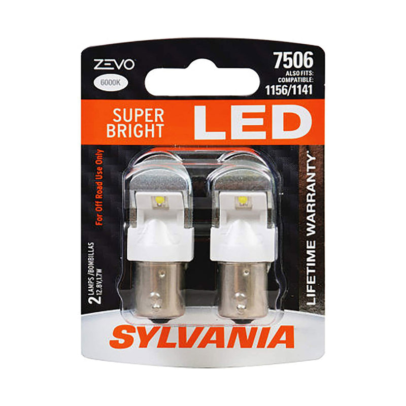 Sylvania Zevo 7506 White LED Bright Interior Exterior Mini Light Bulbs, 2 Pack