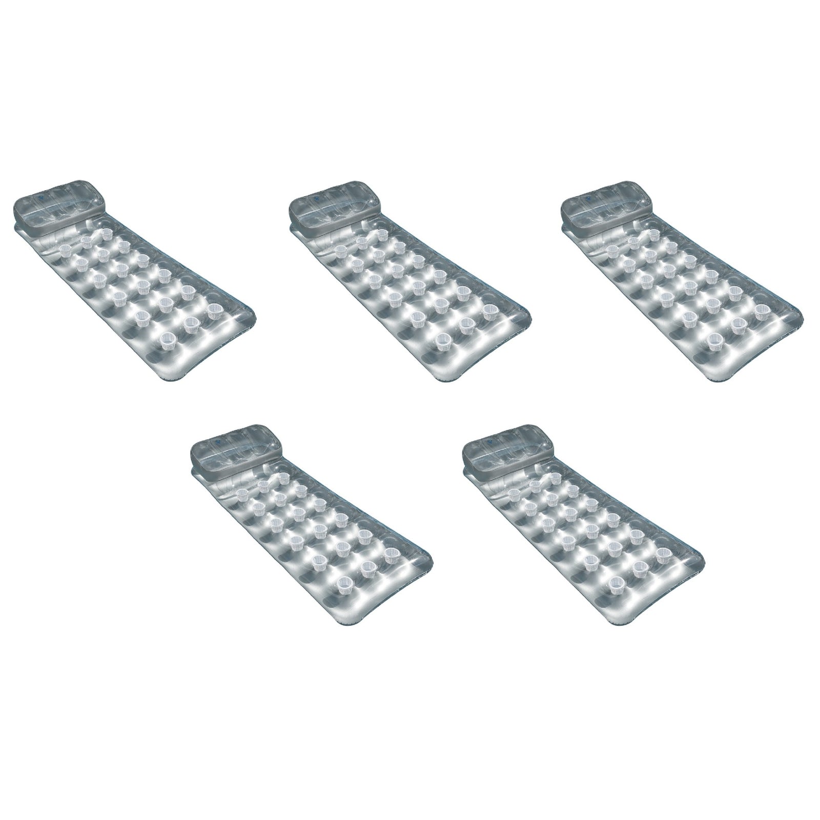 Intex 18-Pocket French Mattress Suntanner Pool Lounger Float w/ Headrest 5 Pack - VMInnovations