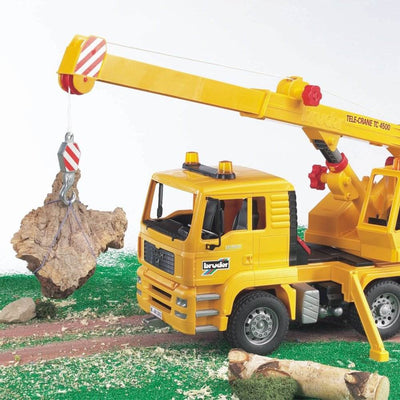 Bruder Toys MAN Yellow Crane Truck with 360-Degree Swiveling Crane (Open Box)