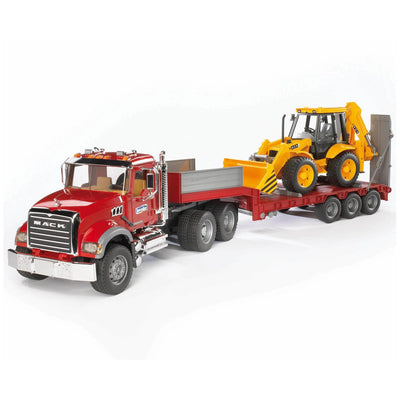 Bruder Toys Mack Truck w/ Low Loader & JCB Loader Backhoe 02813 (Open Box)