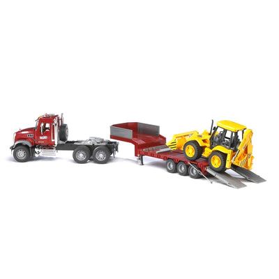 Bruder Toys Mack Truck w/ Low Loader & JCB Loader Backhoe 02813 (Open Box)