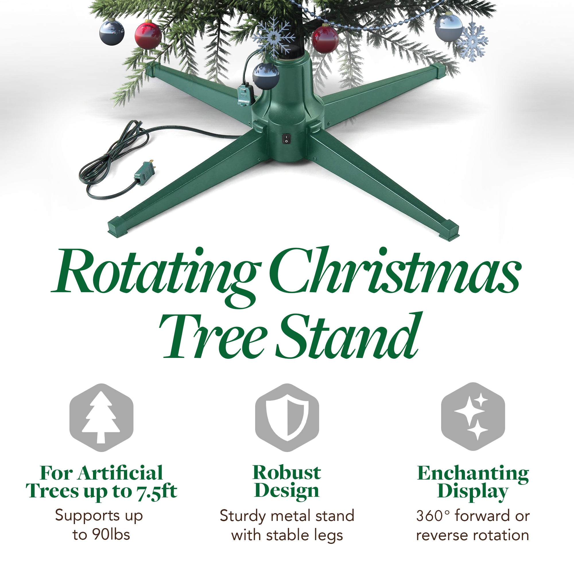 Home Heritage Metal Rotating Powered Christmas Tree Stand W/ Adaptor (For Parts)