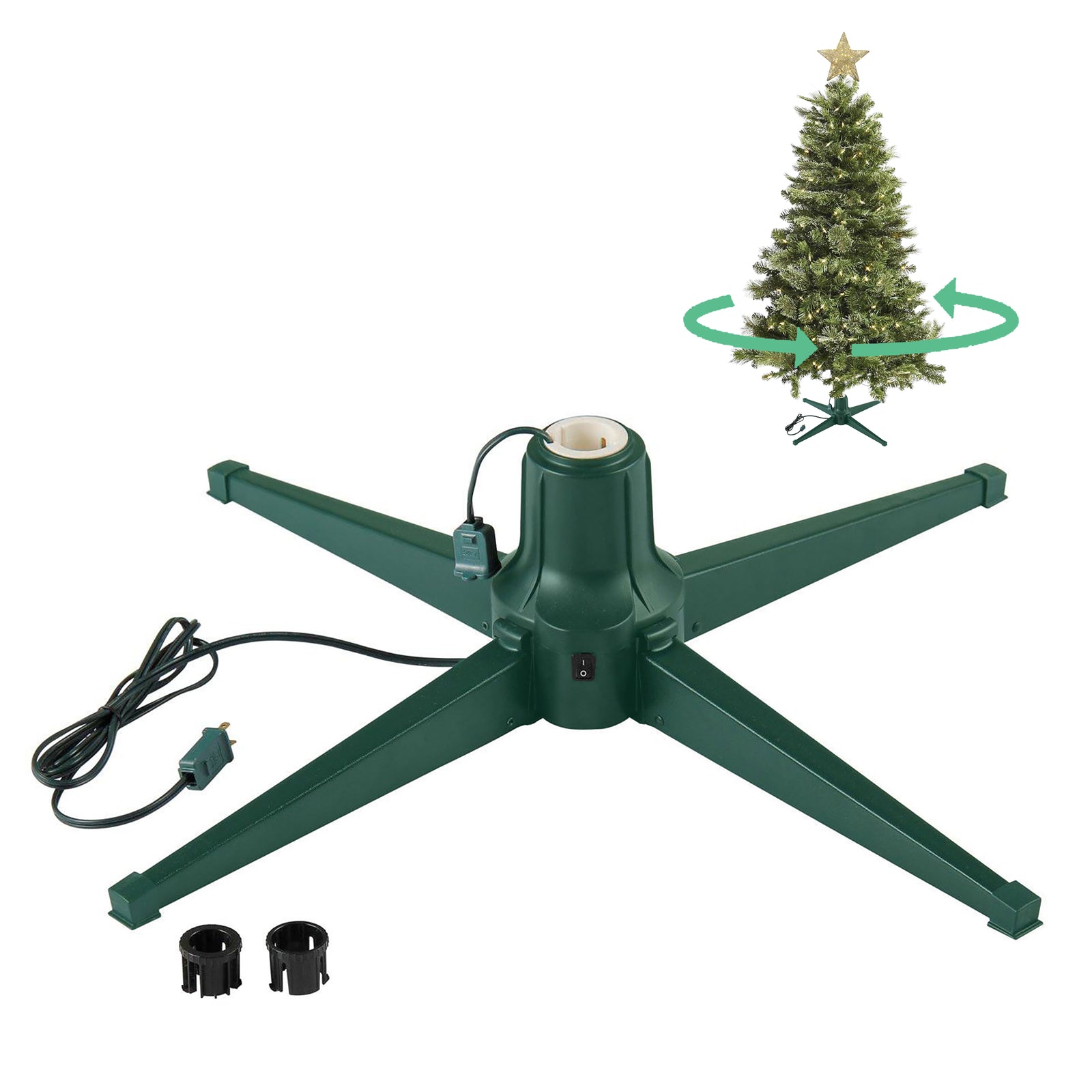 Home Heritage Metal Rotating & Powered Christmas Tree Stand with Adaptors (Used) - VMInnovations